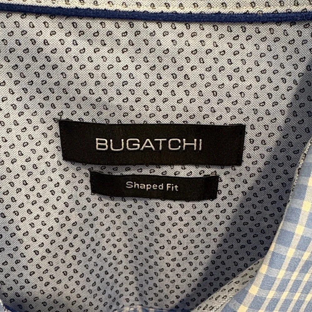 Men's Blue Bugatchi Shirt - Picture 3 of 5